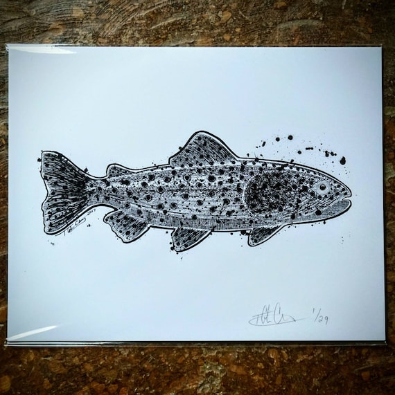 Black & White Trout Print - 11x14 - Limited Edition