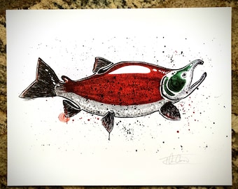 リトグラフ 魚と模様のアート作品 大藪雅孝「 金魚 」オリジナル リトグラフ 版画 絵画 さかな きんぎょ