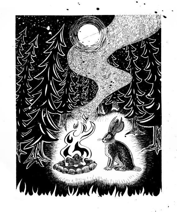 Jackalope in the Pine Tree Forest Limited Edition Screen Printed Poster - 14x17 - PRESALE