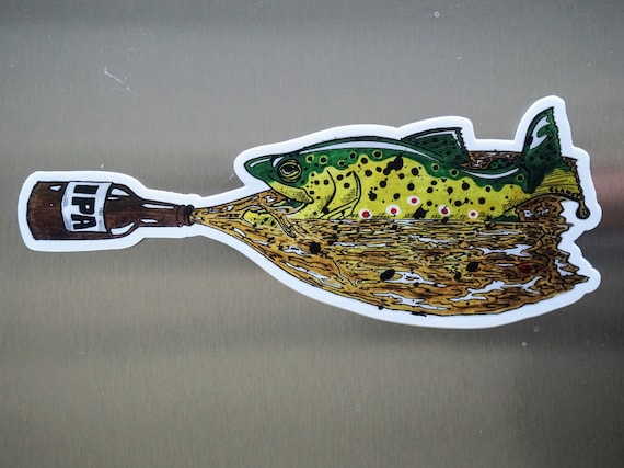 River of Beer Brown Trout Sticker