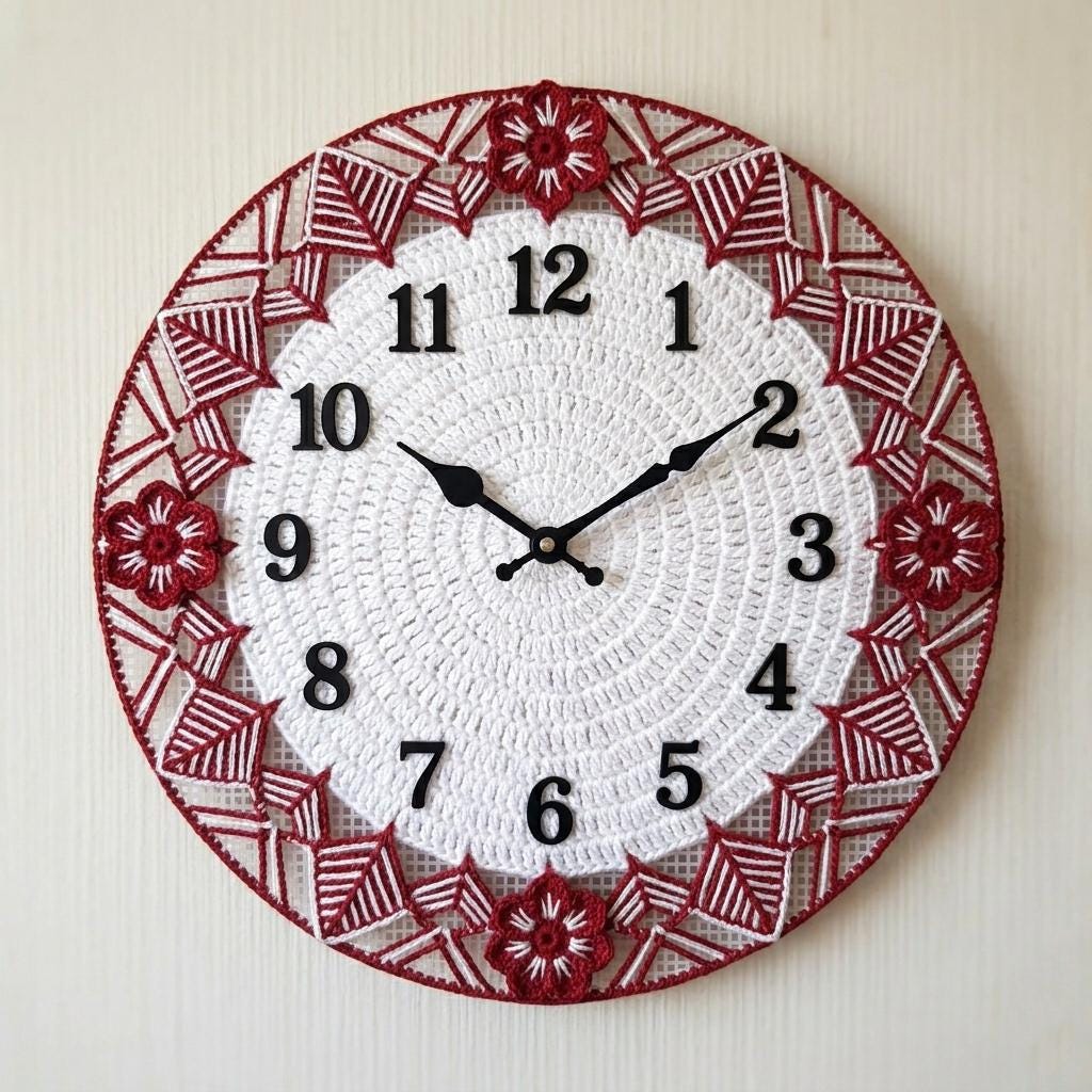 30 Crochet Clock Patterns That Keep Time in Handmade Style 18 Floral Lace Wall Clock Cover Crochet Pattern