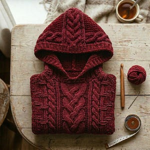 Celtic Cable Crochet Hood Pattern, Aran Turtleneck Hood Cowl, Crochet Balaclava, Chunky Winter Hooded Cowl, Fantasy Hood Crochet.