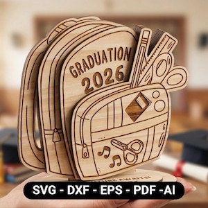 School Backpack Graduation Trophy SVG | End of School Year Gift | Laser Cut File for 3mm Plywood | Teacher Appreciation Award