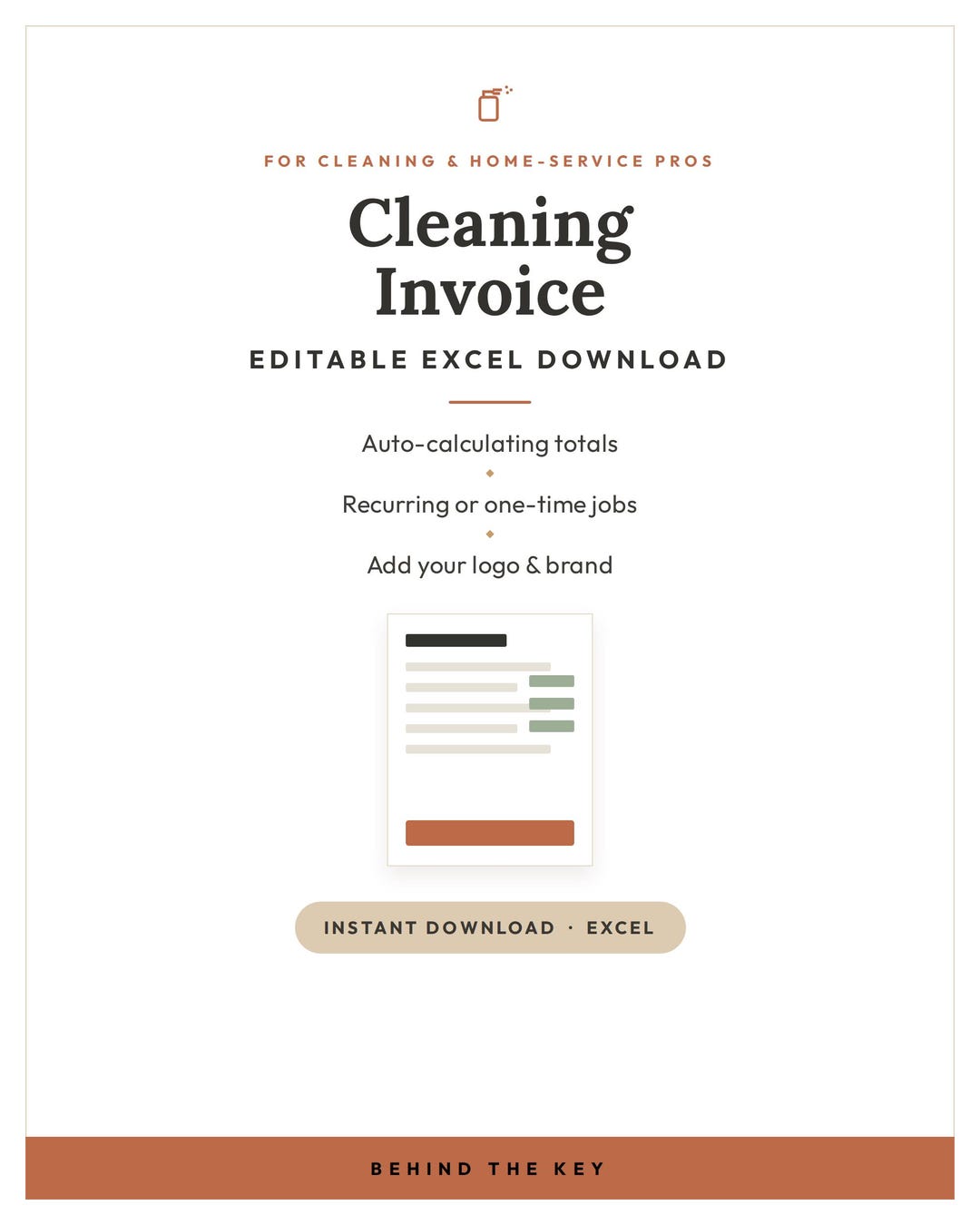 Cleaning Business Invoice Template | Editable Excel Invoice for ...