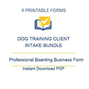 Dog Training Client Intake Bundle | 4 Printable Dog Trainer Forms | Client Profile, Training Plan & Session Log PDF