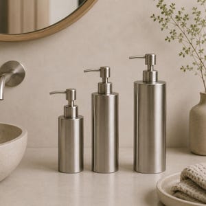 Dispenser di sapone in acciaio inox | Pompa per sapone minimalista | Accessorio per il bagno