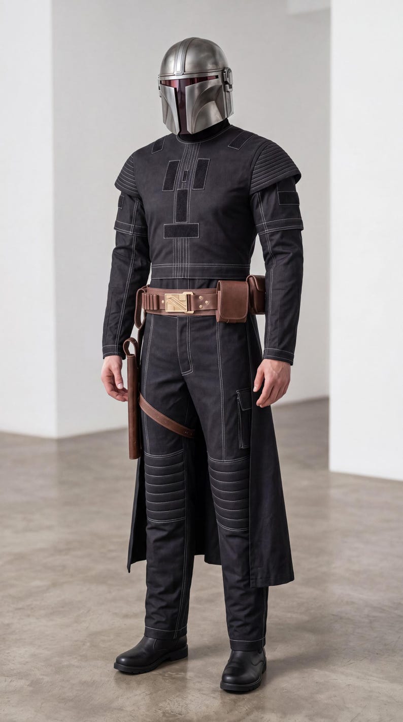 Mandalorian zwart Boba Fett Beskar Flight Suit met Flak Vest, Din Djarin Bounty Hunter-cosplaykostuum, cadeau voor Star Wars-fans afbeelding 1