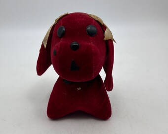 Vintage Plush Red Puppy Dog - Dakin Dream Pets, 1970s, 5.5 Inches Tall, Bows and Flowers - Valentine&#39;s Day Gift, Collection, Midcentury Toy