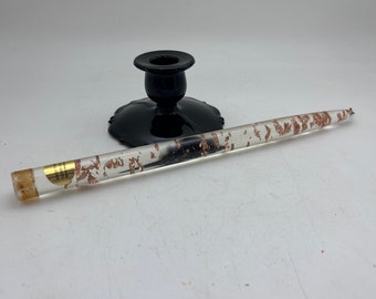 Vintage Sunbell Clear & Copper Lucite Candle and / or Black Glass Candleholder, Midcentury Table, Mantel Decor, Collection, Gift, Halloween
