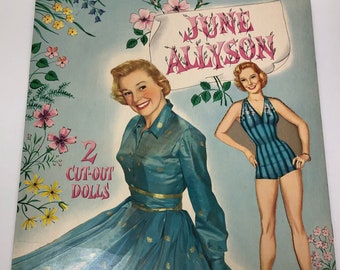 vintage June Allyson Paper Dolls - 1957, 1940-1950s Movie Star, Vêtements glamour (découpés), Whitman 2089, Collection, Collage, Costume