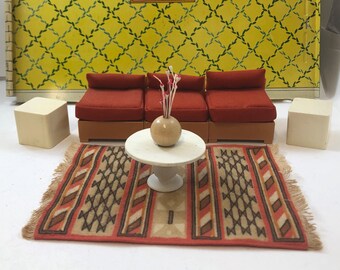 VINTAGE TOMY DOLLHOUSE FURNITURE LIVING ROOM RUG