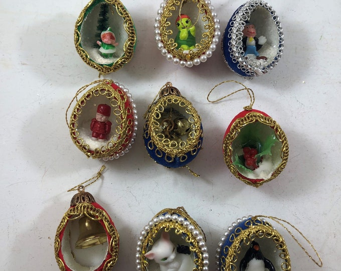 9 Vintage Christmas Egg Diorama Ornaments Small bantam Etsy
