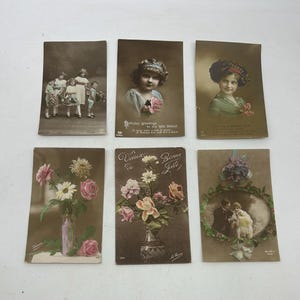 Vintage / Antike Postkarten / Grüße: Anfang 1900s, Farbe Porträts, Mädchen, Lady & Gem, Blumen, Geburtstag, Sammlung, Kunsthandwerk, Auswahl