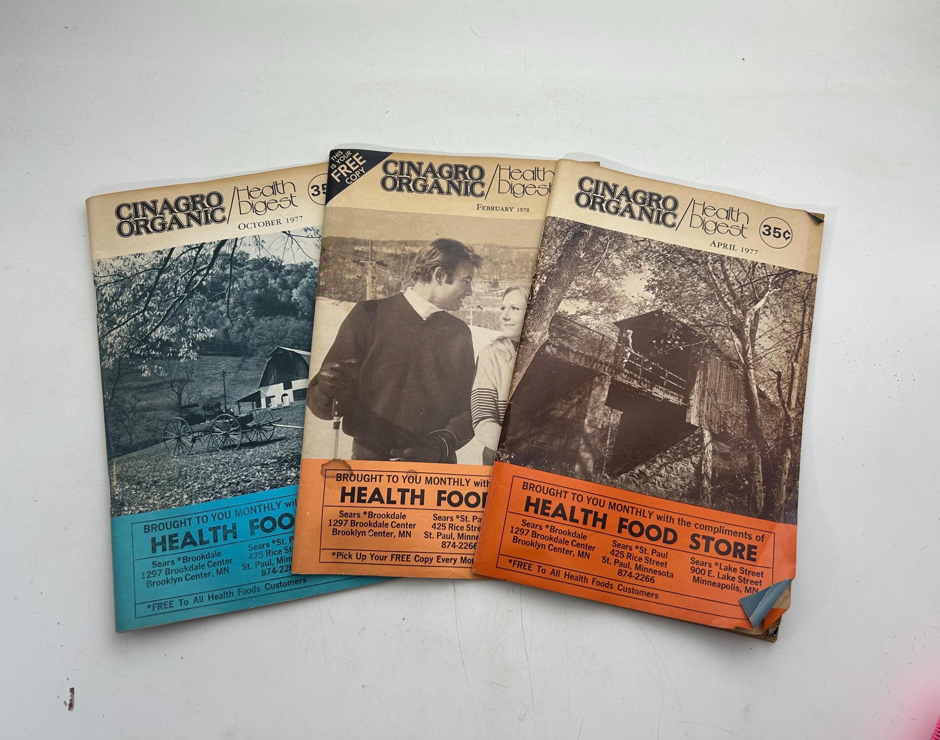 1970 年代のヴィンテージ Cinagro Organic Health Digest 小冊子 3 冊