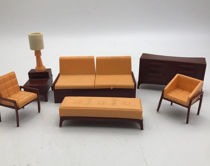 Vintage Plastic Dollhouse Furniture Midcentury Modern Living Etsy