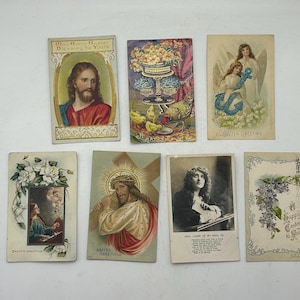 7 cartes postales vintage/anciennes de vacances de Pâques -- début des années 1900, un centre/affranchissement d'un centime, 2 vierges, en relief, collection, travaux manuels, décoration