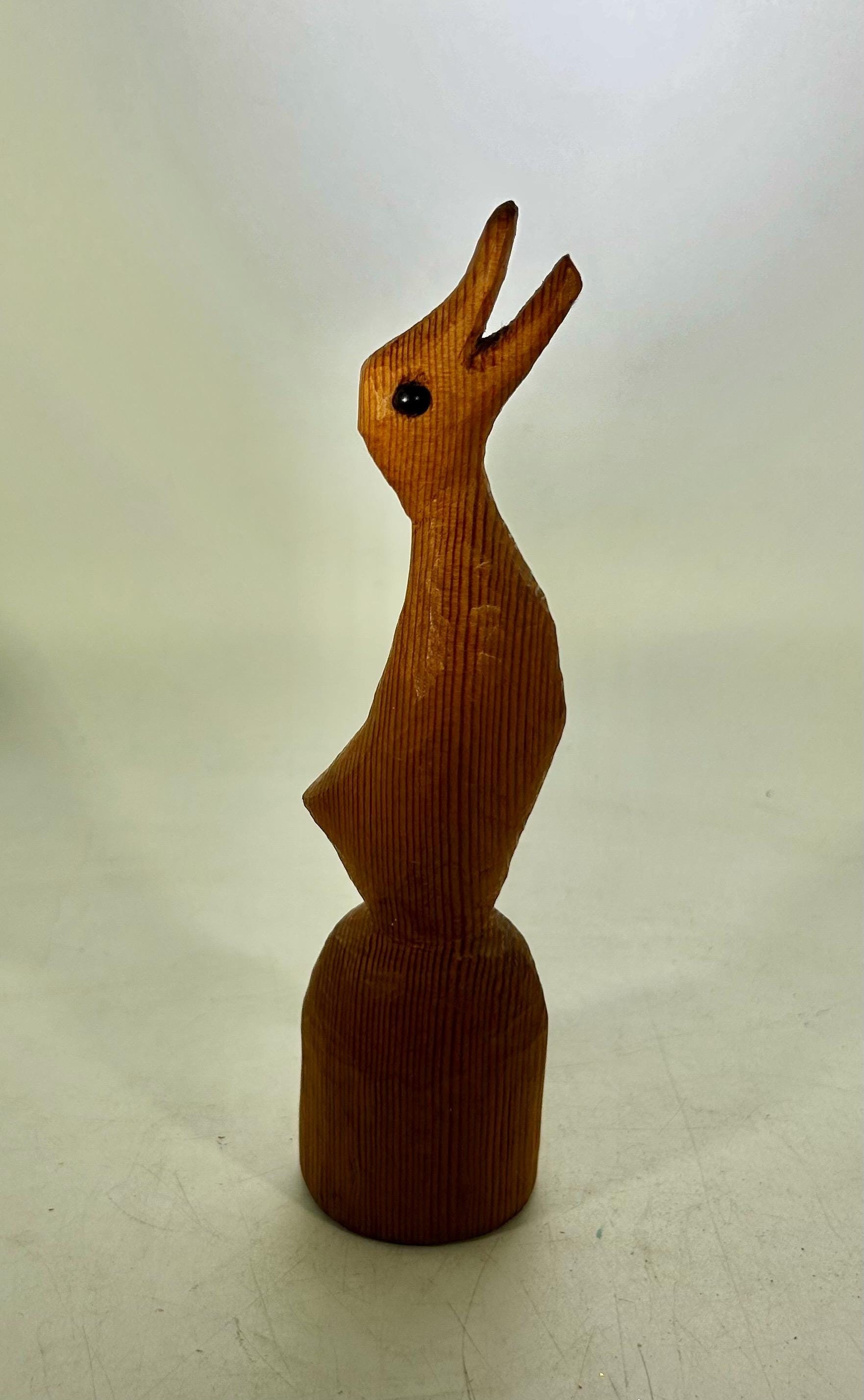 Vintage Carved Wooden Duck Figure, Primitive, Handmade, 8 Inches Tall, 1979, Rustic Shelf, Desk Decor, Collection, Gift
