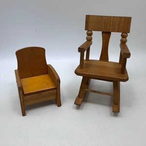 Vintage Wooden Strombecker Doll Furniture -- Rocking Chair, Potty Chair, for Small 6-9 Inch Dolls (like Ginny), 1960s, Midcentury Modern