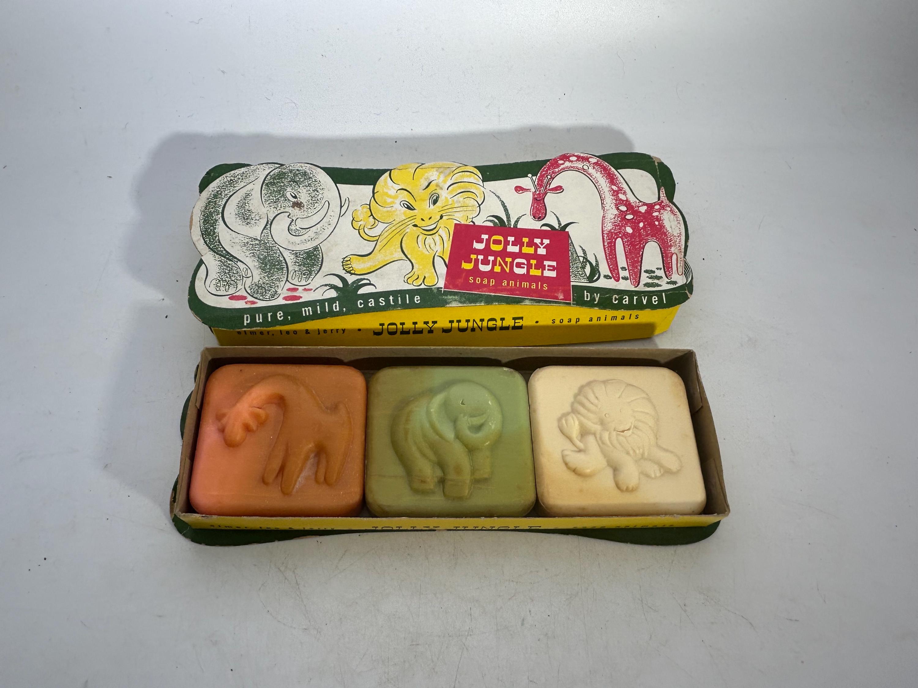 3 Vintage Unused Animal Soaps: Leo Lion, Jerry Giraffe and Elmer