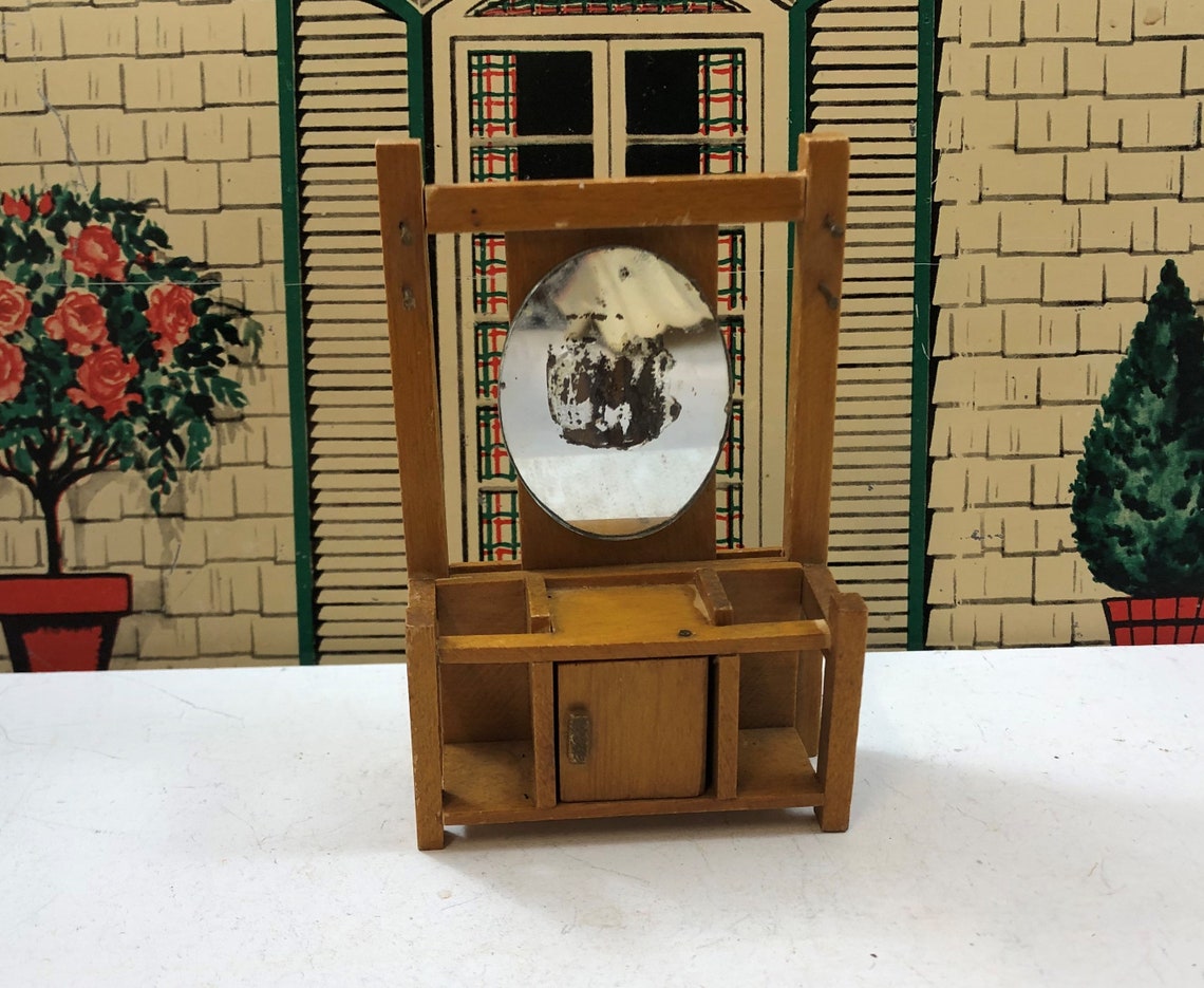 Vintage Holz Puppenhaus Möbel Eingang Halle Baum mit Spiegel | Etsy