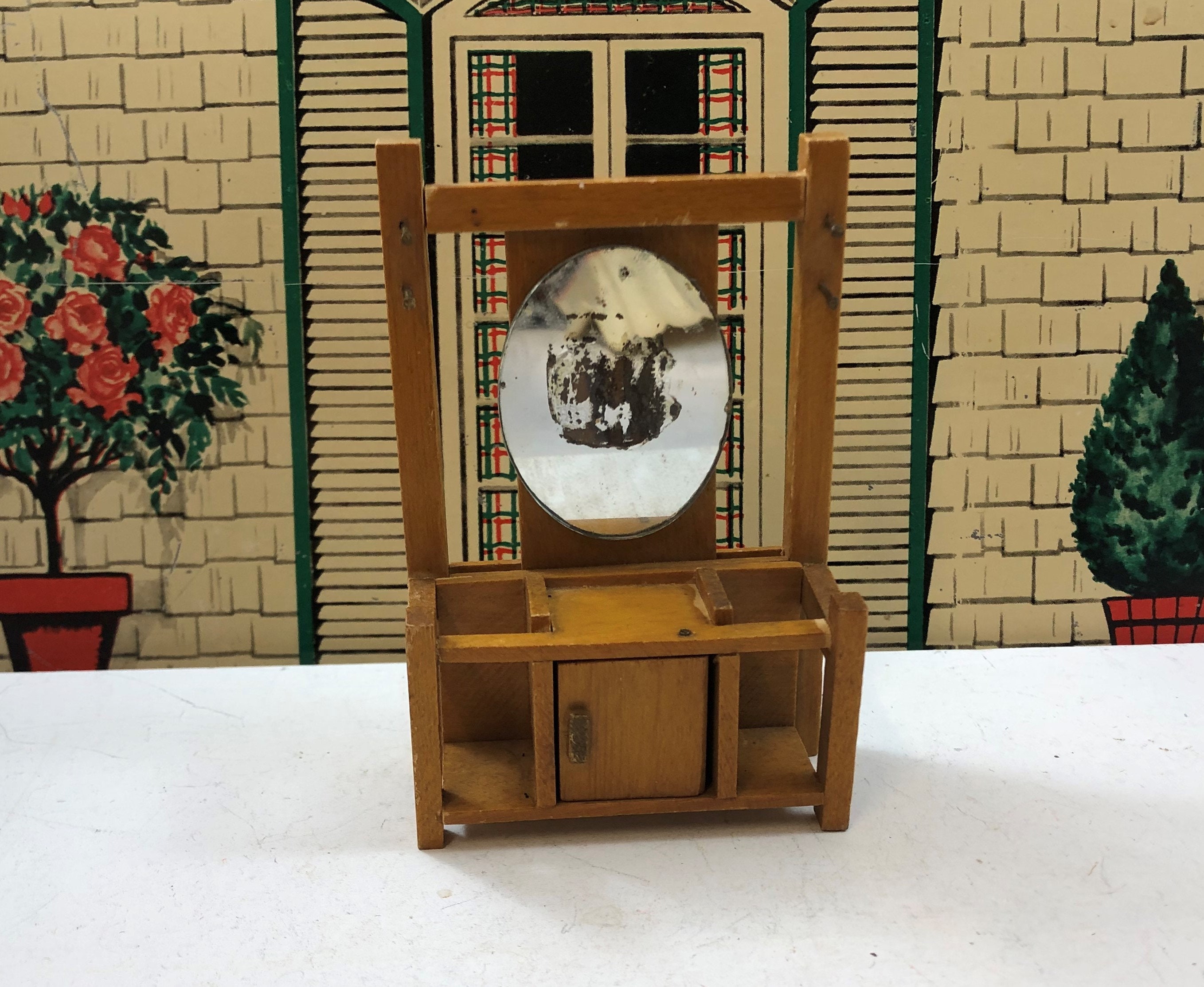 Vintage Holz Puppenhaus Möbel Eingang Halle Baum mit Spiegel | Etsy