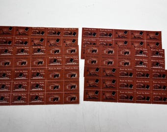 15 Vintage Read the Bible Seals / Stickers, American Bible Society, Unused Condition, 1940s,  Collection, 6 Sets Available