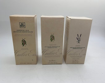Vintage Yves Rocher Essential Oils Bath Essence -- Lavender or Eucalyptus, 150 ml, Full Glass Bottle with Stoppers and Boxes, Made in France