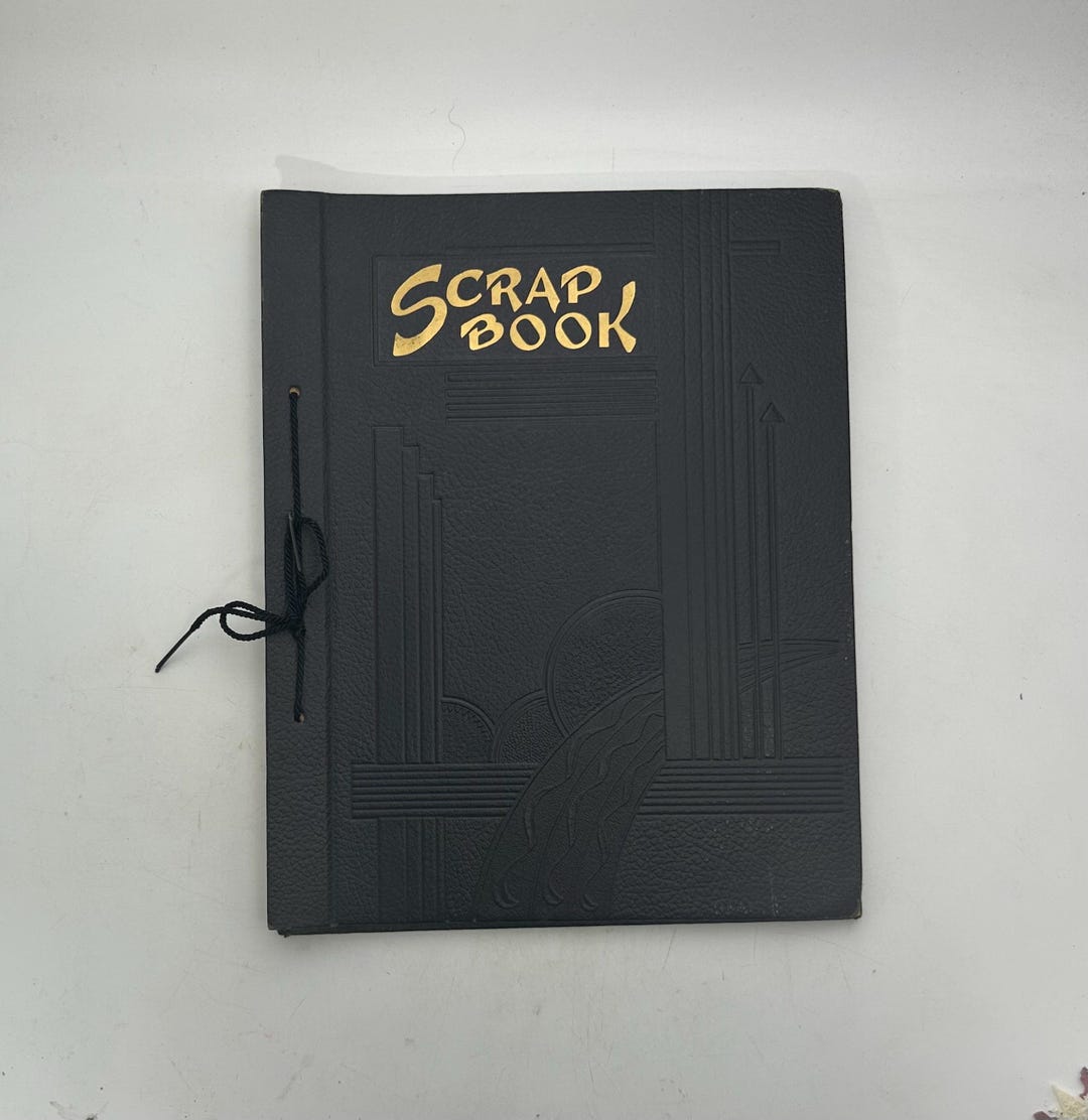 Scarp Book Lettering Vintage Book Scrap Book, Unused, Black Embossed Art Deco Cover, Gold ...
