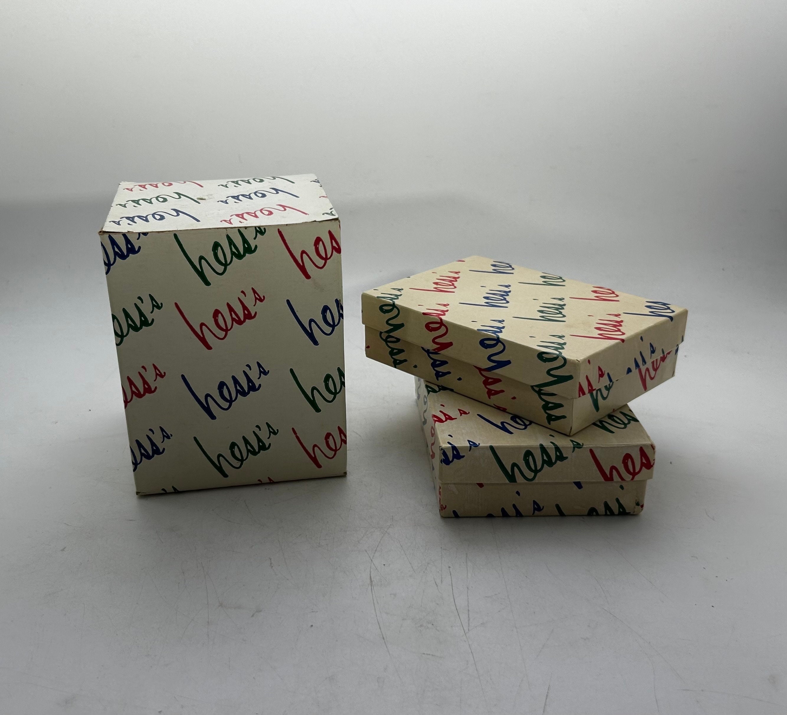 3 Vintage Hess's Department Store Gift Boxes, Signature Print