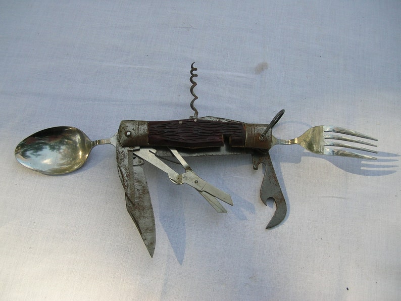 Vintage Camping Knife Blades Fork & Spoon Scissors Cork Etsy
