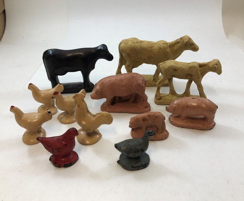 12 Vintage Rubber Farm Animals 1940s 1950s Cows Pigs | Etsy