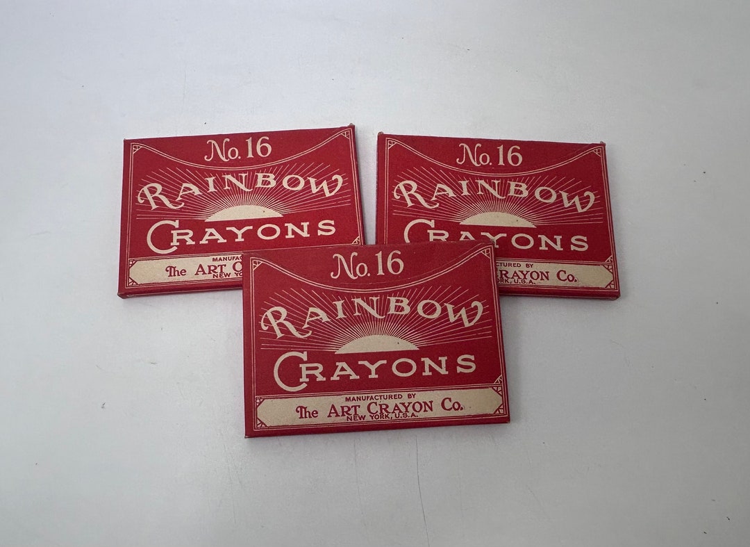 Box of 16 Vintage Rainbow Crayons, Art Crayon Company Wax Crayons