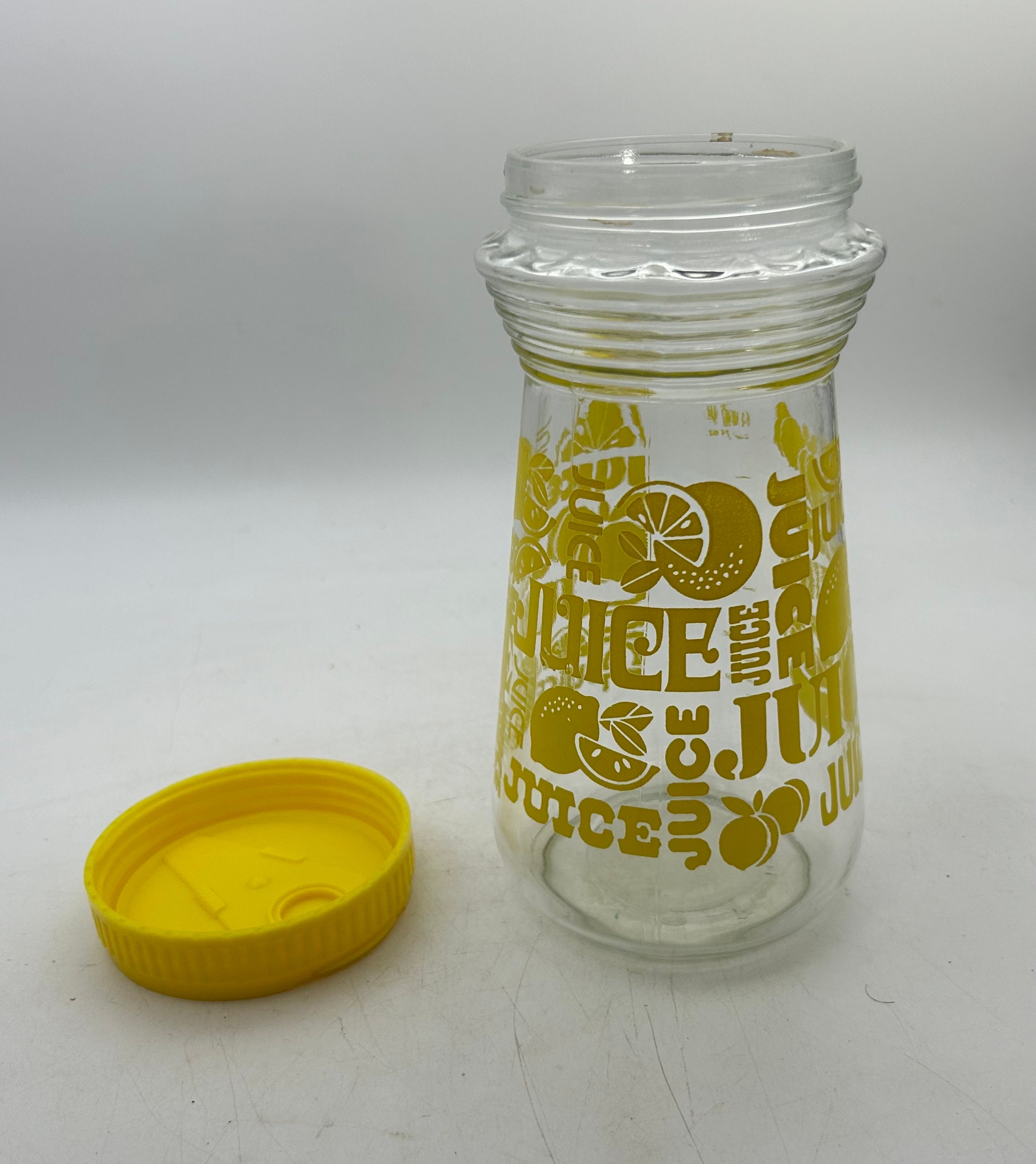 Vintage Lemon Yellow Glass Juice Pitcher With Flip-top Lid