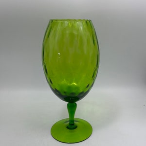 Vintage Green Empoli Style Compote / Footed Vase: 11 Inches Tall, Handblown, Midcentury, Table, Buffet, Mantel Display, Collection