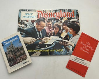 Vintage Disneyland Brochures: 1968 Souvenir and Guide, 1969 Booklets with Prices, Park Map, Restaurants, Shops, Collection, Gift, 1960s
