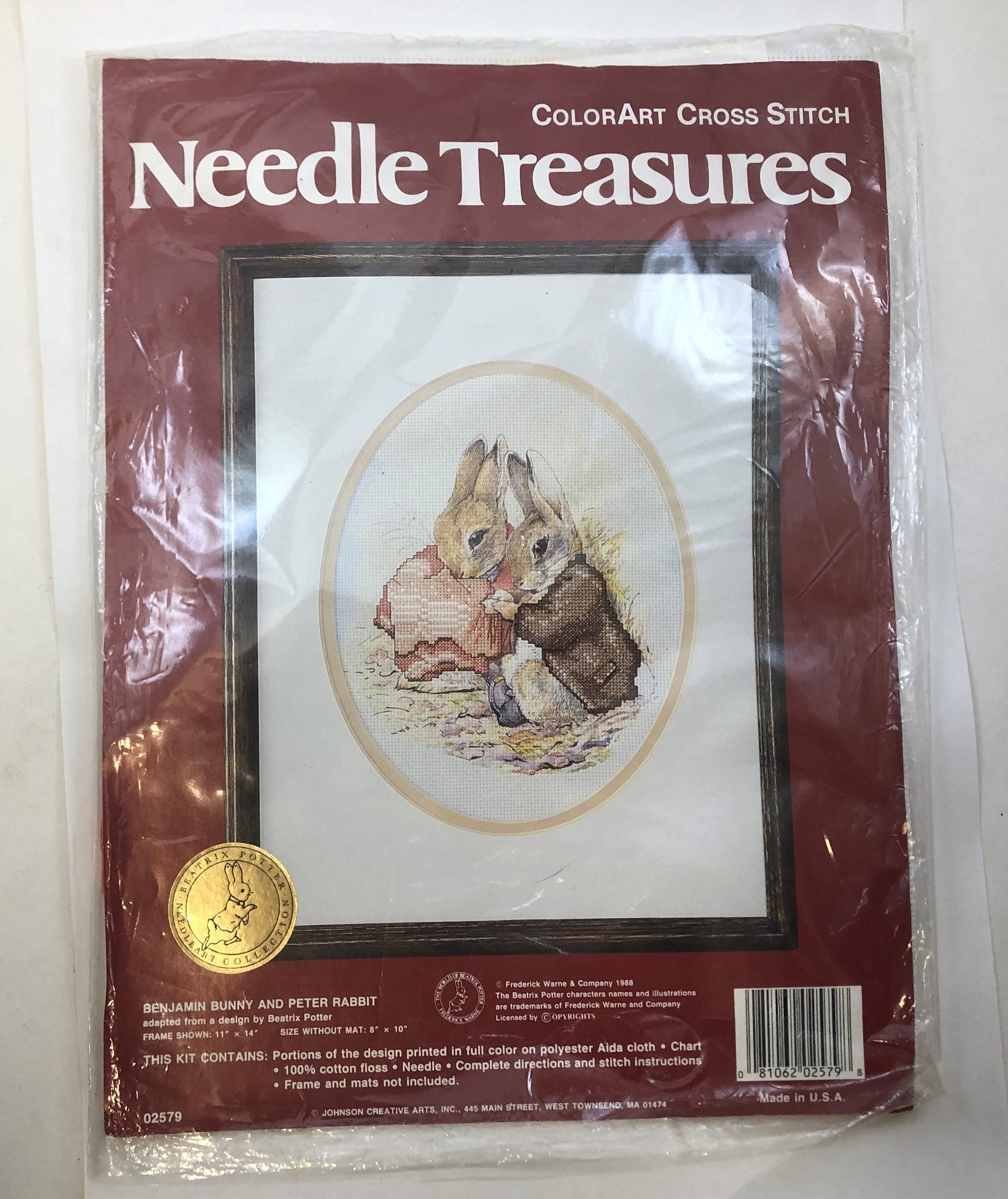 1988 Needle Treasures ColorArt Cross Stitch Beatrix Potter Sampler Kit 