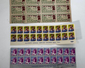 35 Vintage 1940s Easter Seals: Unused Condition, Disability Charity Campaign, Crippled Children, 1944, 1946, Collection