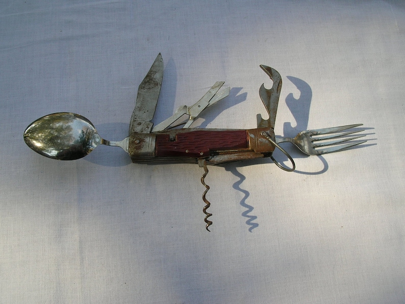 Vintage Camping Knife Blades Fork & Spoon Scissors Cork Etsy