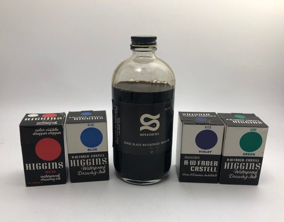 HIGGINS American India Ink BLACK INK Bottle Full- no box. VINTAGE