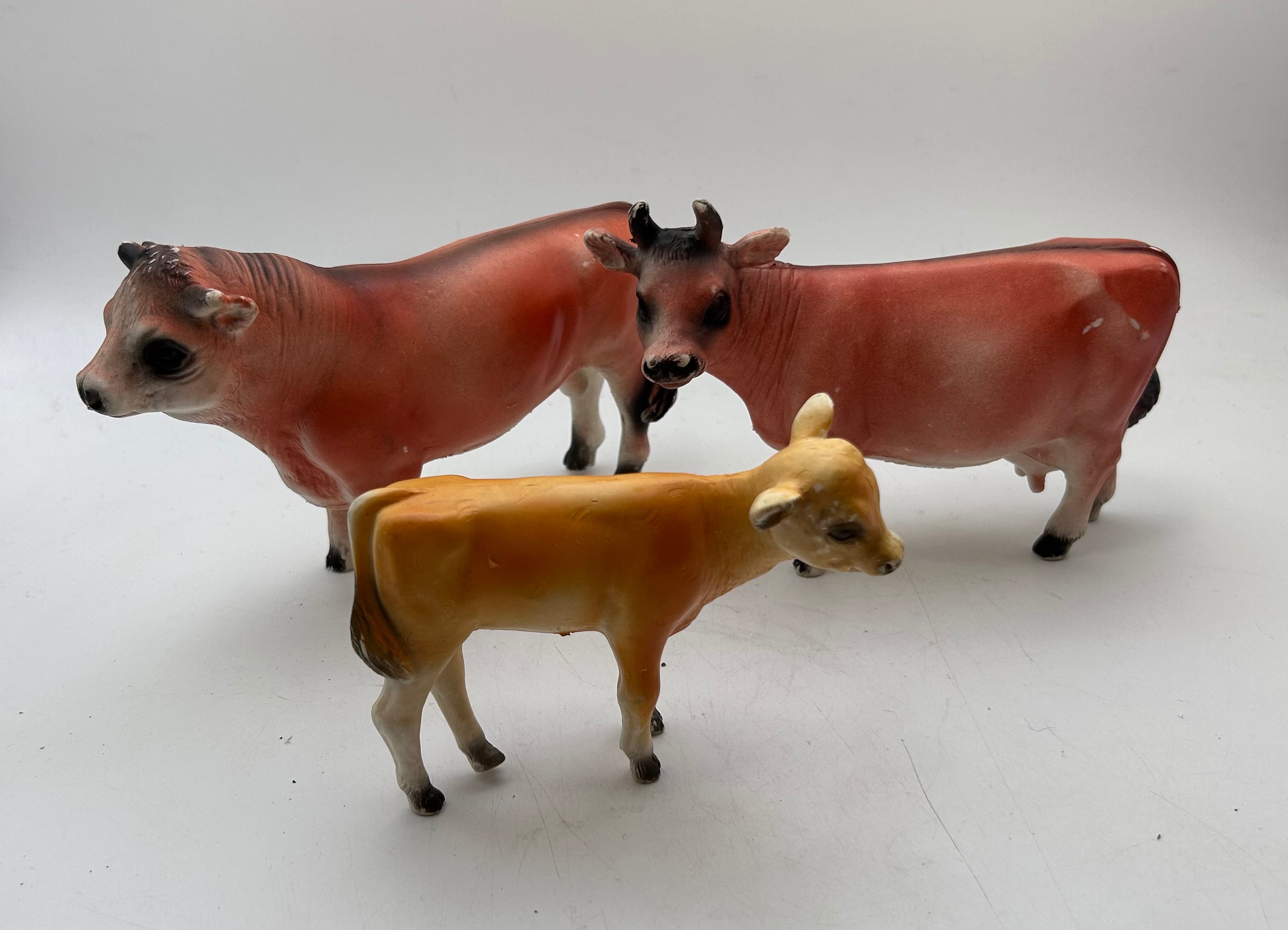 7 Vintage Toy Rubber Farm Animals - Large Creative Playthings Cow 