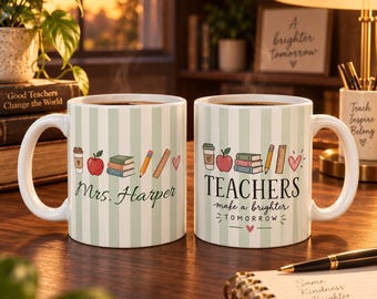 Tazza personalizzata per insegnanti, regalo personalizzato con nome per insegnanti, tazza "Gli insegnanti rendono il futuro più luminoso", regalo per ringraziare gli insegnanti
