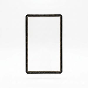 May include: A rectangular frame with rounded corners, featuring a dark black finish with subtle, light-colored speckles throughout the material. The frame has a clean, hollow center and a smooth, consistent border design around the entire perimeter.