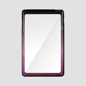 May include: A rectangular display case with a clear front panel and a frame that transitions from a deep black at the top to a vibrant purple at the bottom. The frame features a subtle glittery texture throughout its dark and purple surface.