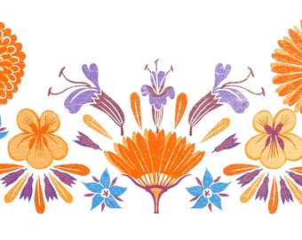 Edible Flowers  - Digital Woodcut Print