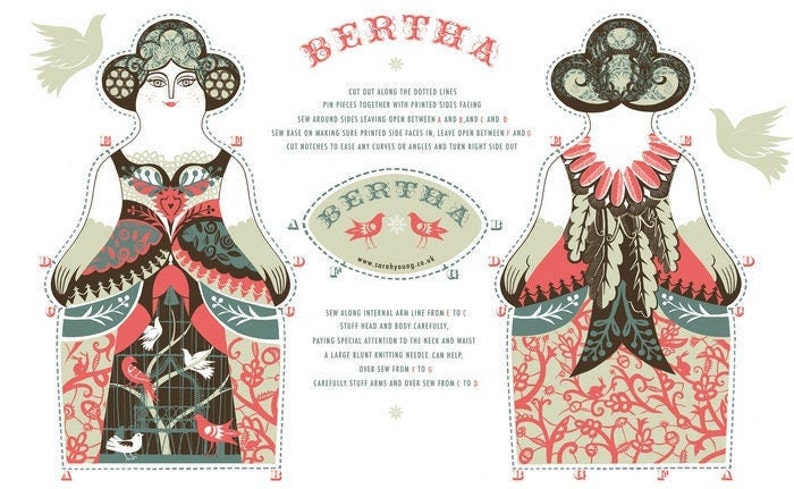 Bertha Tea Towel / Cloth Kit A silkscreen design by Sarah Young image 5