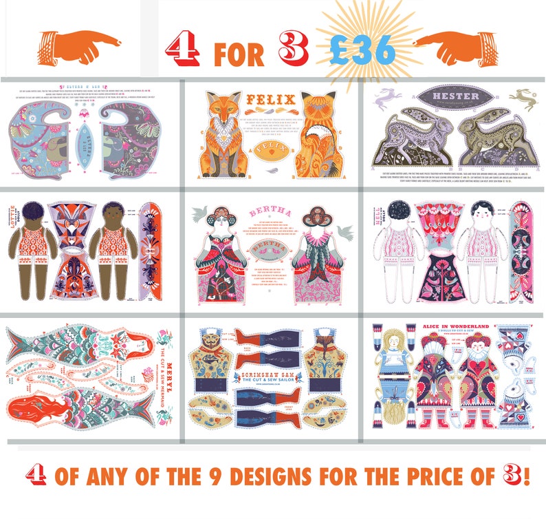 Any 4 Tea Towel / Dish Towel / Cloth Kit Designs for the price of 3 designs by Sarah Young image 1