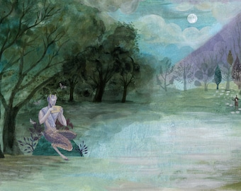 Pan in Arcadia - Print of an illustration by Sarah Young