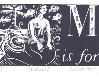 M is for Mermaid- Alphabet Silkscreen Print