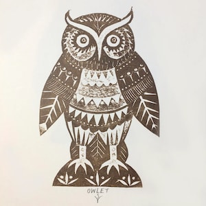Owlet - Corte de tarjeta/Impresión en relieve/Impresión tipográfica/Colagrafía