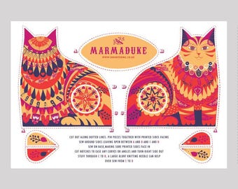 Marmaduke the Cat Tea Towel / Cloth Kit - A silkscreen design by Sarah Young